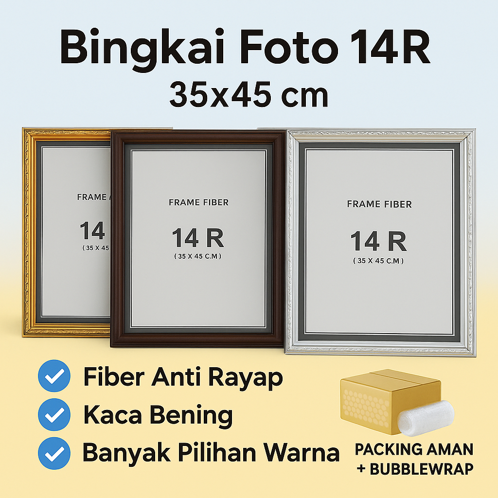 Bingkai Foto Ukuran 14R (35x45 cm) Fiber Kaca Bening Anti Rayap