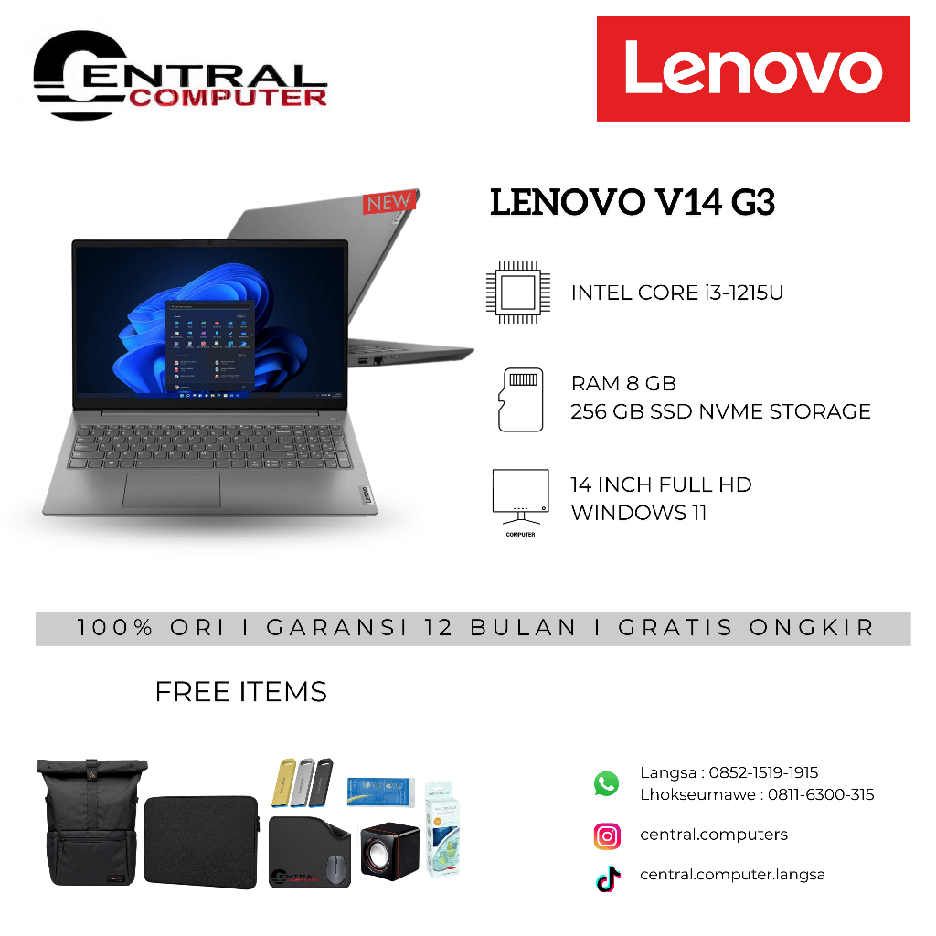 LENOVO V14 G3 CORE i3-1215U 14 INCH FHD 8/256GB SSD