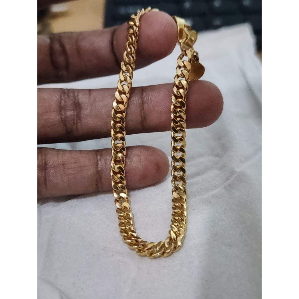 Gelang rantai papan kecil lapis emas 24k Gelang Rantai Lipan