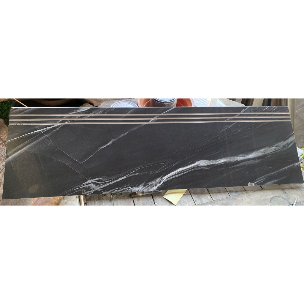 STEPNOSING GRANIT TANGGA HITAM MOTIF MARMER BLACK BALMAIN 30x60, 30x80, 30x90, 30x100, 30x120