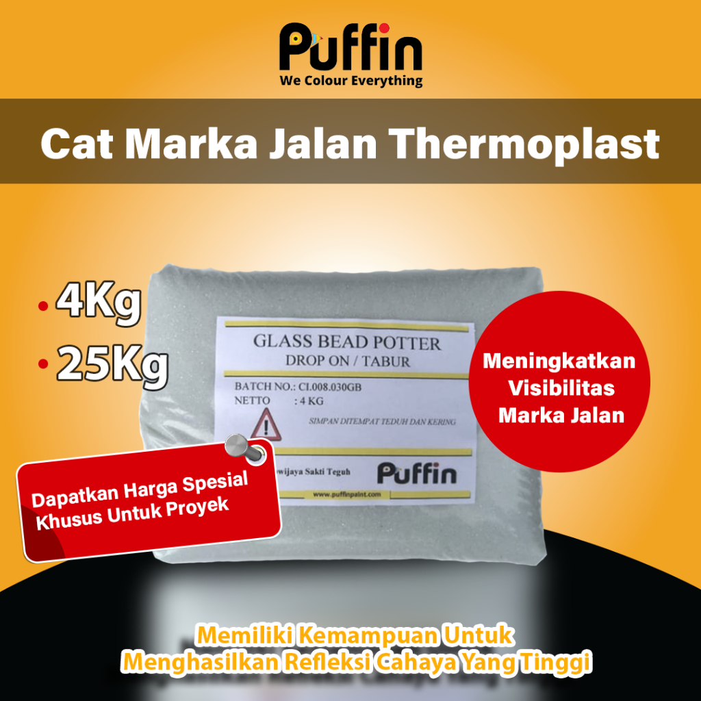 Puffin Paint Reflective Glass Bead Potter 4kg dan 20kg