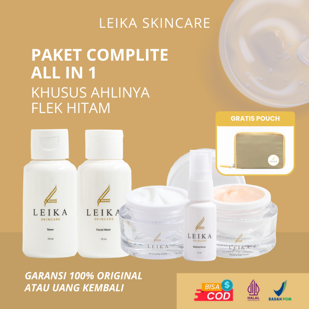PAKET LENGKAP Leika Skincare 5 IN 1 Skincare Plek Hitam Membandel BPOM AMPUH Obat Flek Hitam