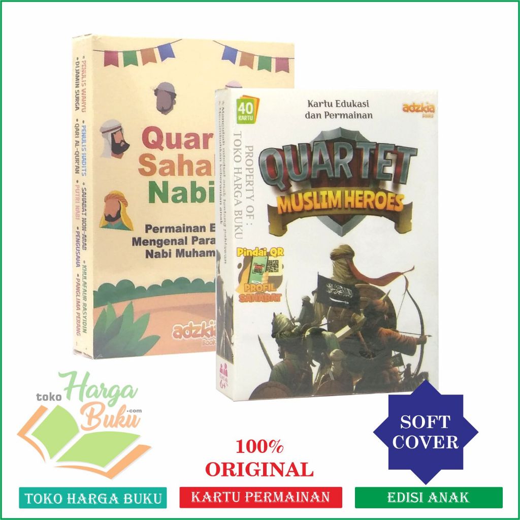 Paket 2 Buku QUARTET Sahabat Nabi dan Muslim Heroes Kartu Permainan Anak Muslim Original - Adzkia