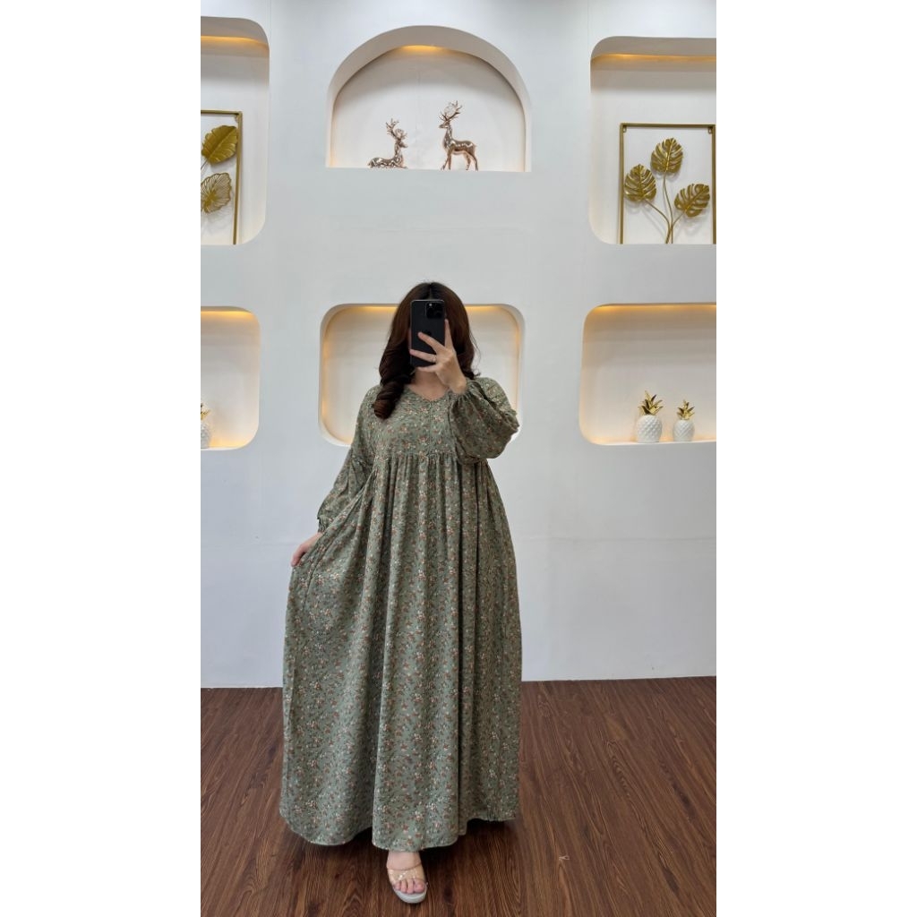 gamis lengan balon gladis dress busui model terbaru