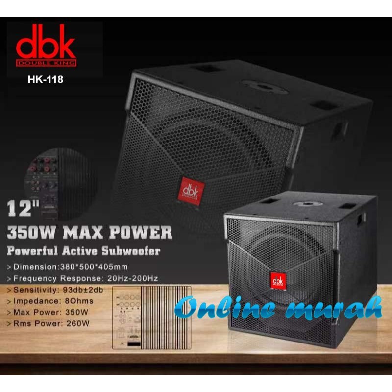 subwoofer aktif dbk hk118 / hk 118 / SUBWOOFER AKTIF DBK HK118 / HK 118 12 inch 1 buah original