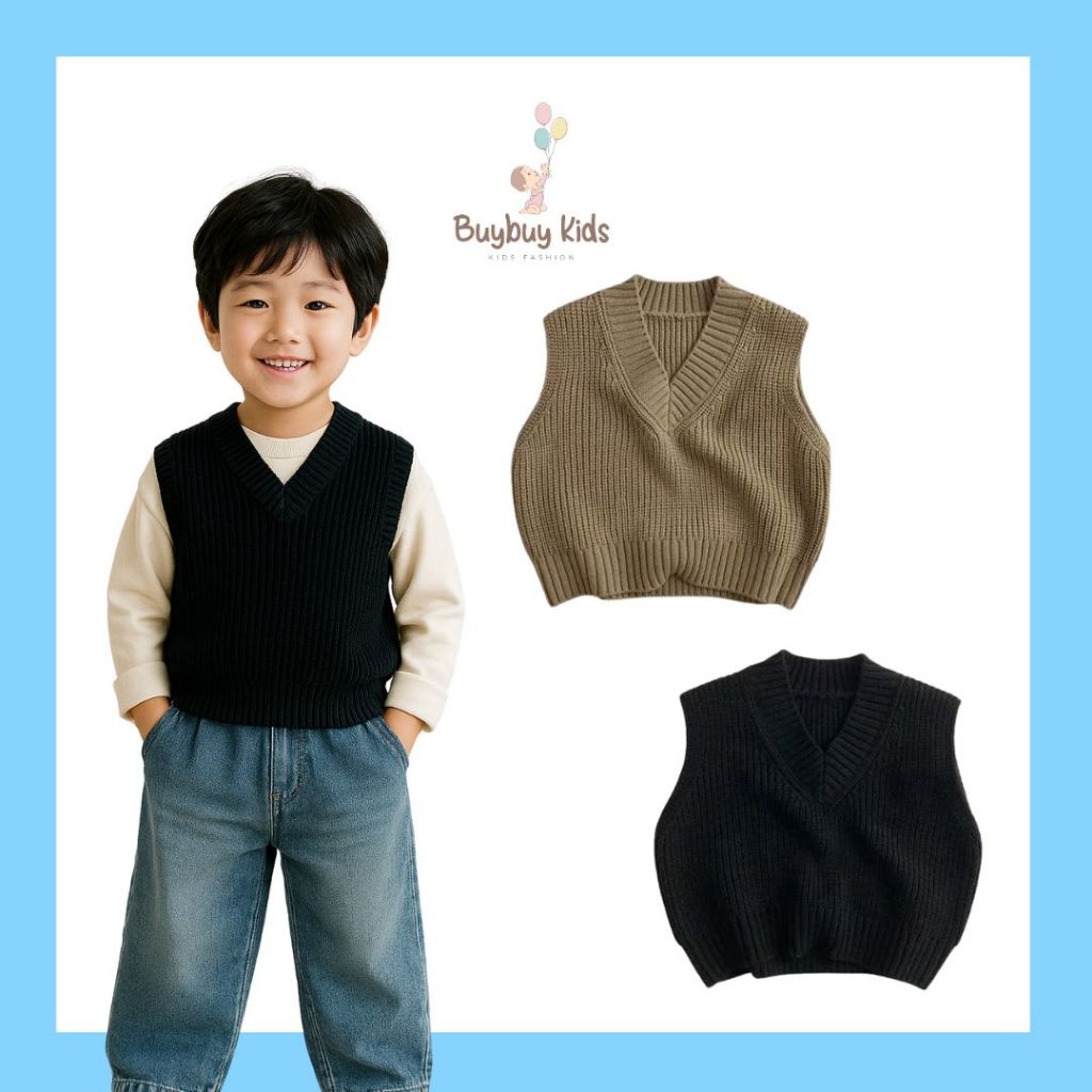 VEST RAJUT ANAK PREMIUM - JUN VEST - Rompi Knit Premium - Rompi Rajut Anak Perempuan Laki Laki - Kni