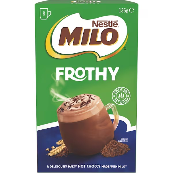 

Australia Milo Frothy Instant Hot Chocolate Sachets 8 pack 136g