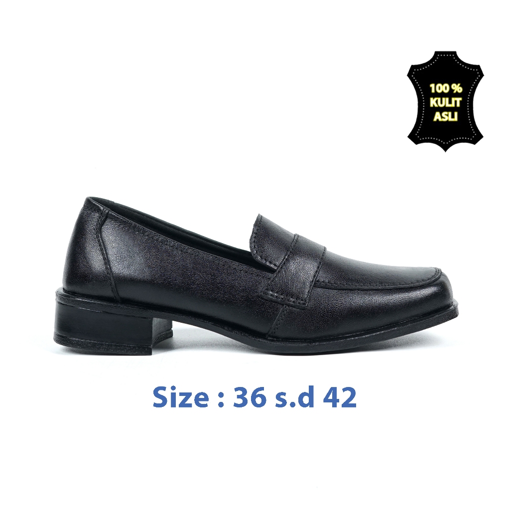 Ay00 Zeintin - Sepatu Pantofel Kerja Wanita Sepatu Pantofel Formal Bahan Kulit Zeintin BJ