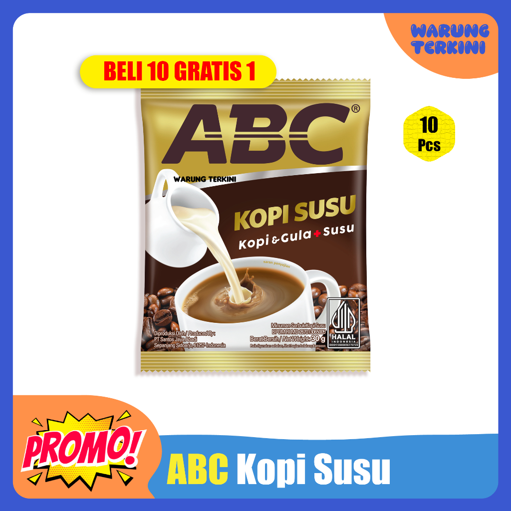 

Kopi ABC Susu 1 Renceng Isi 10 Sachet 30gr