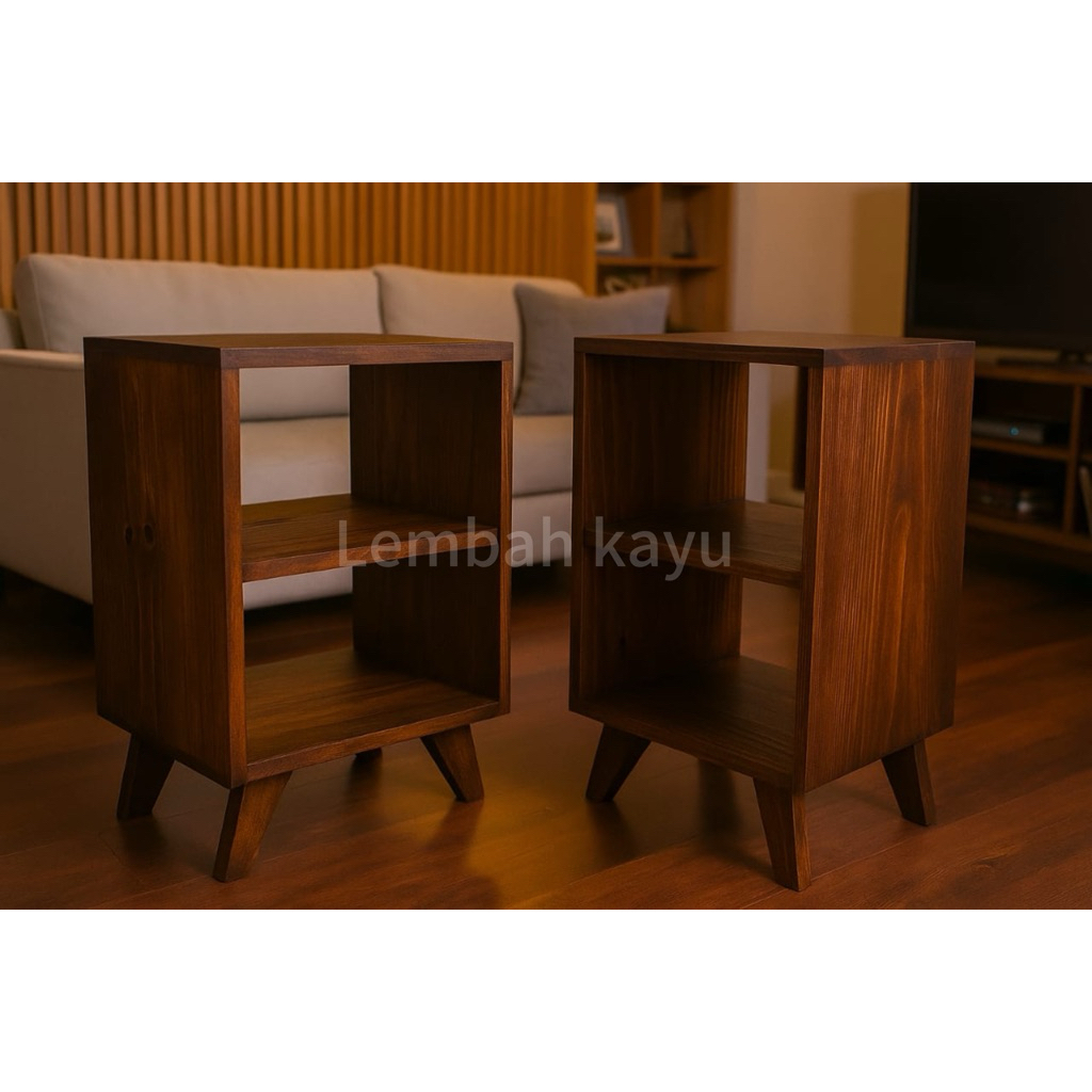 meja sudut, rak buku minimalis