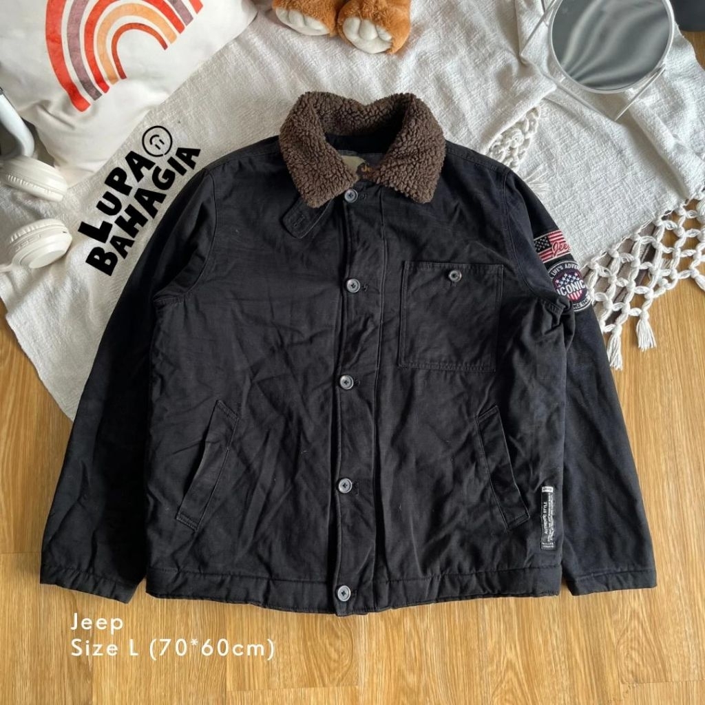 JEEP Black Cotton Parka Jaket size L | 100% Original