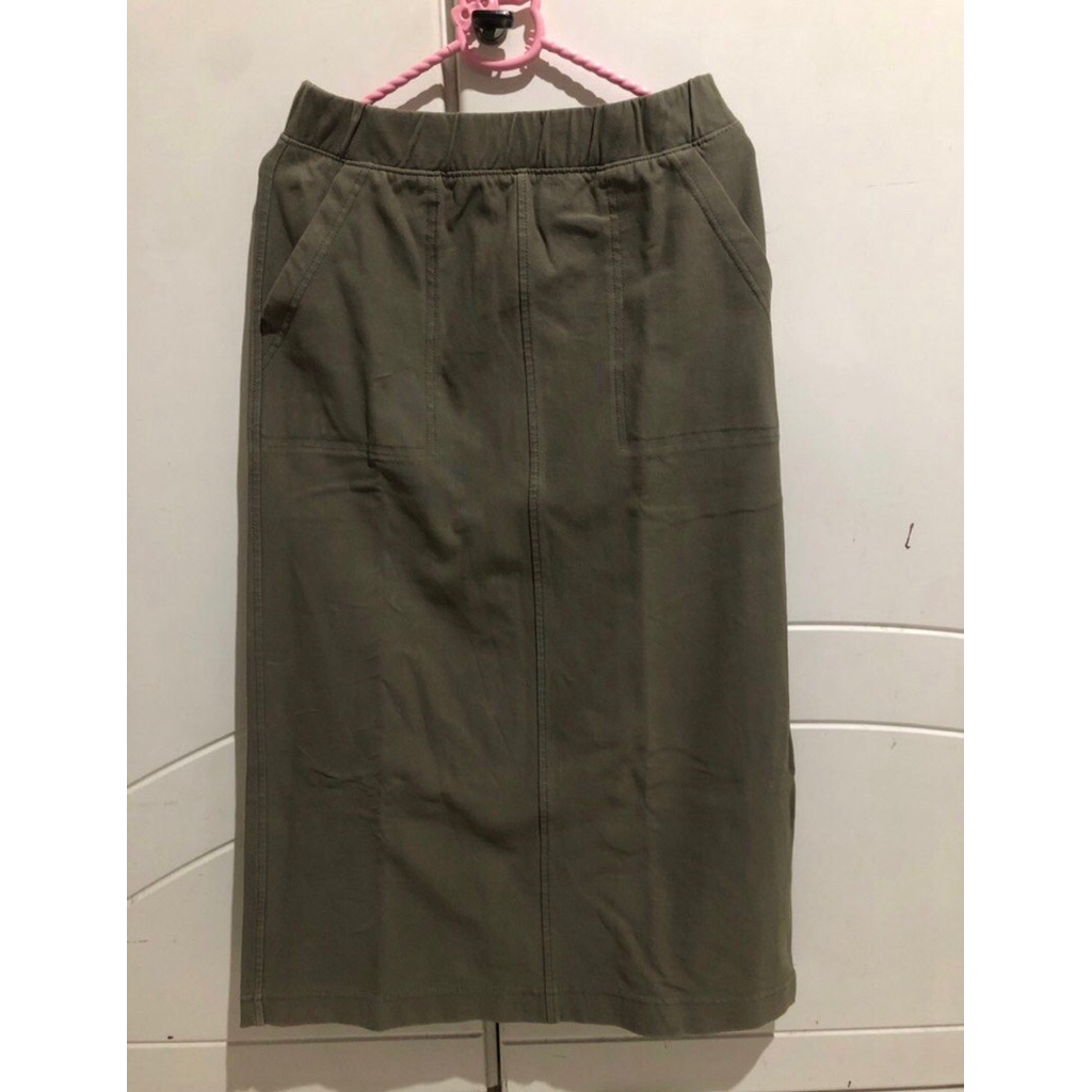 Rok Skirt Pencil Army Denim Uniqlo Ori PL