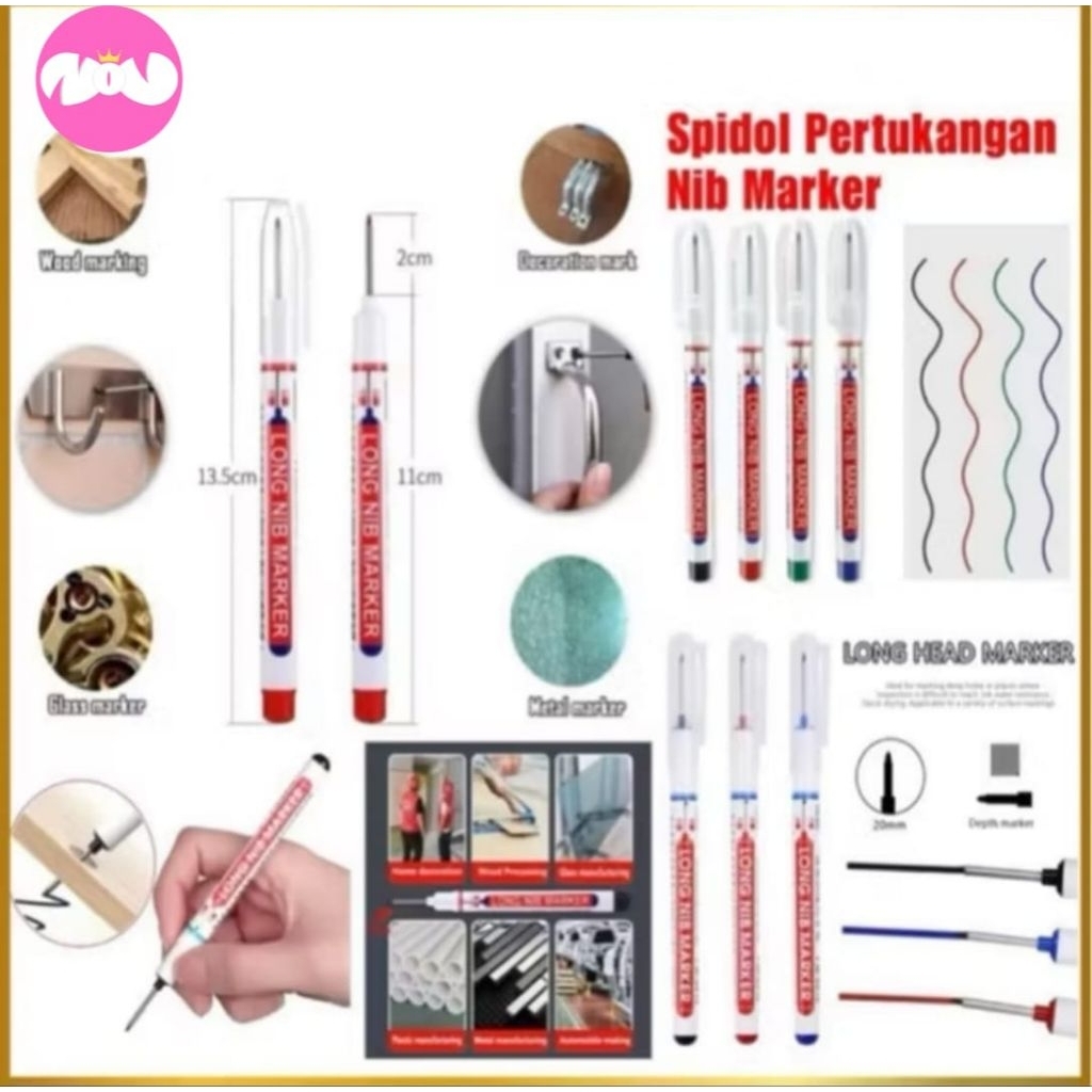 

Spidol Pertukangan 2 Sisi 20mm Spidol Tukang Anti Air Cepat Kering / Long Nib Tip Marker / Pulpen Warna Bangunan Permanen ❤️