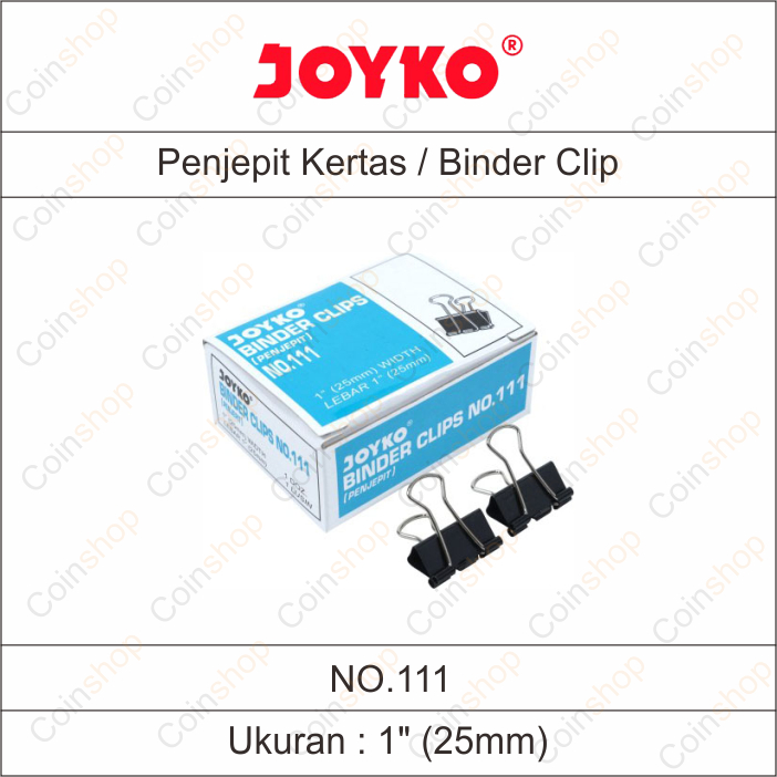 

1 Box Kecil Joyko No 111 Penjepit Kertas Binder Clip 1" 25 mm