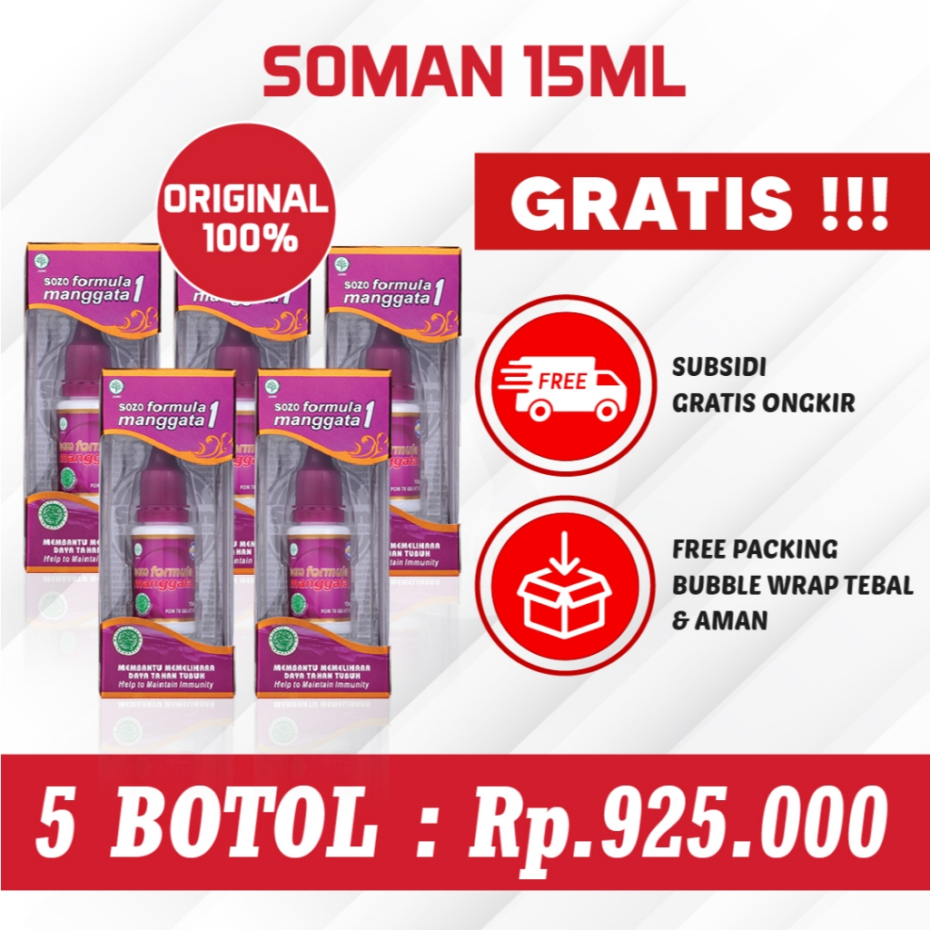 5 Botol Sozo Formula Manggata 1 (Jamu Tetes Soman 1), 5 Botol British Propolis 100% Asli Inggris