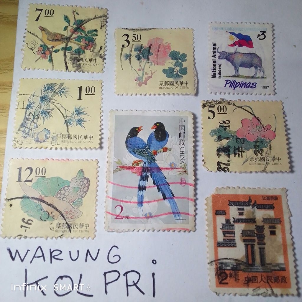 

koleksi perangko prangko lama republic of china sepaket 8pcs