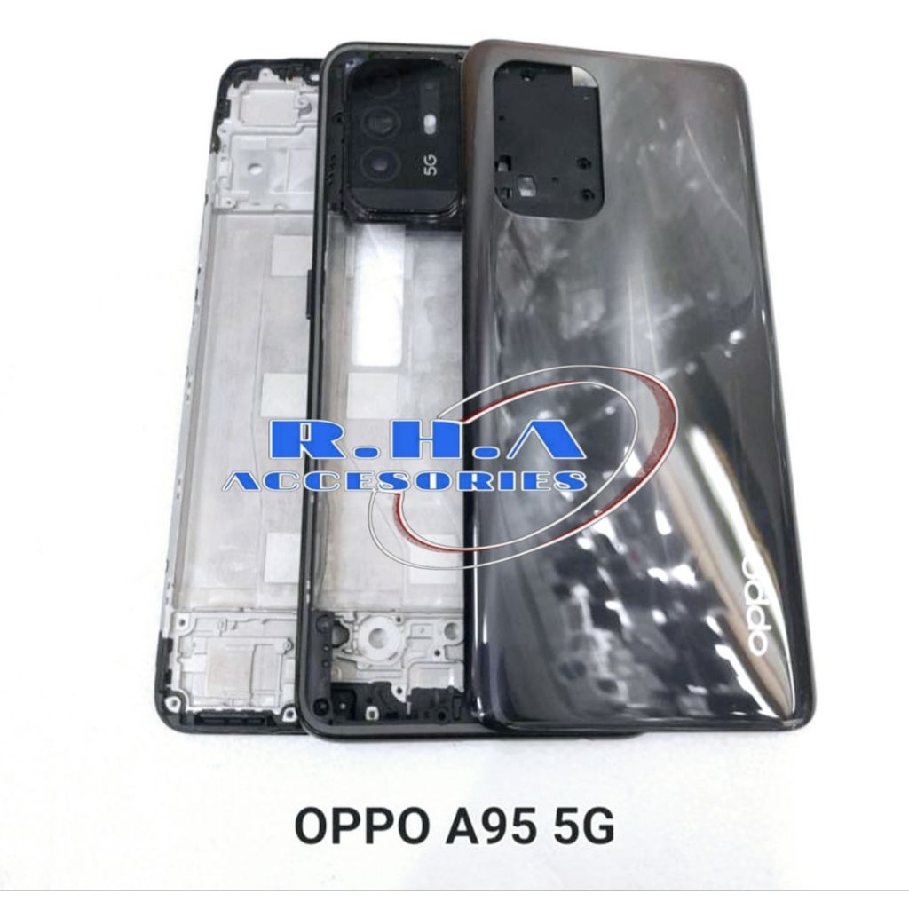 Casing Fullset Hp Oppo A95 5G Backdoor + Bezel Rangka + Middle Frame Lcd Kesing Housing Fulset Backd