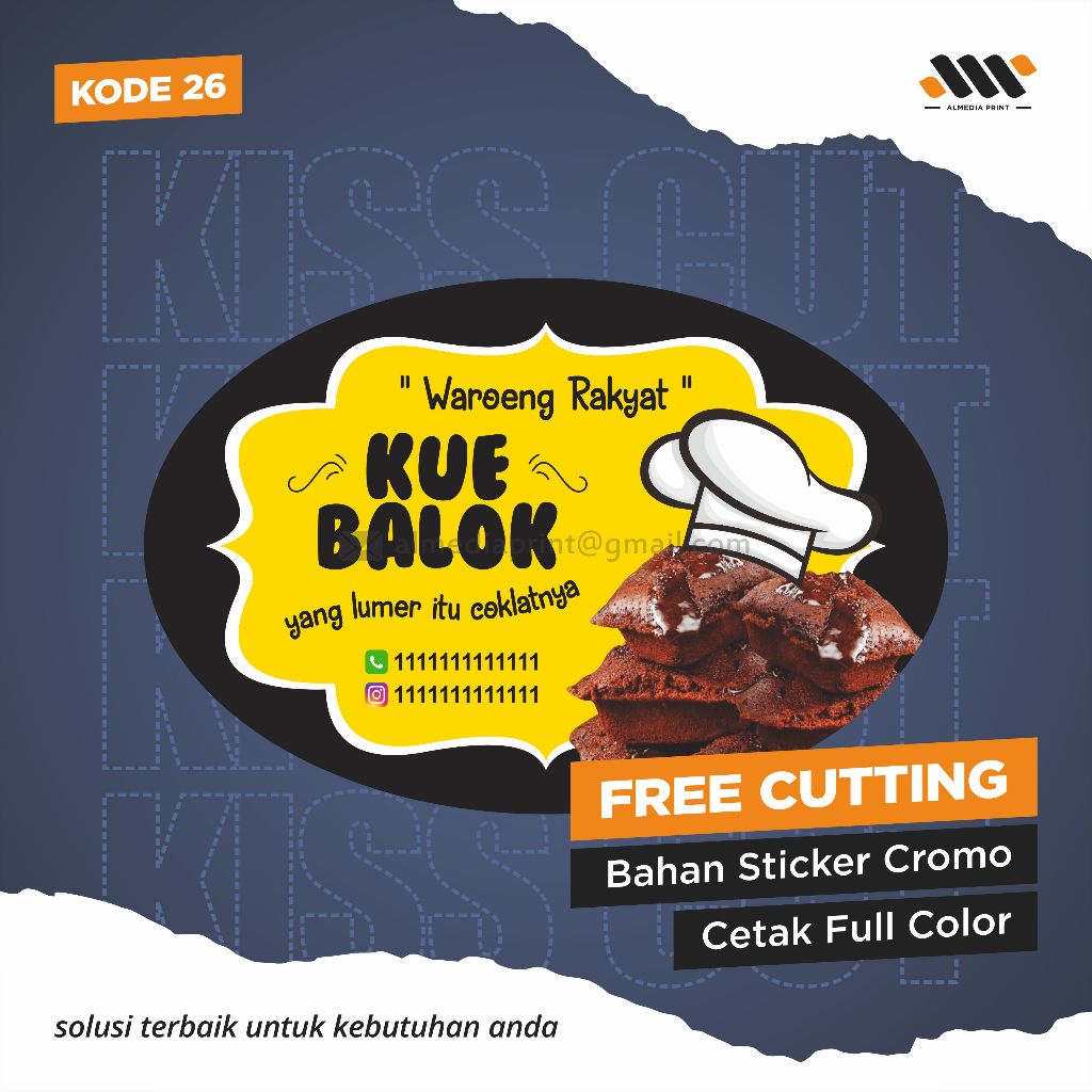 

(Isi 63-180 PCS) Cetak Stiker Cromo Vinyl Produk Kemasan Label Stiker Makanan Minuman (Free Cutting)