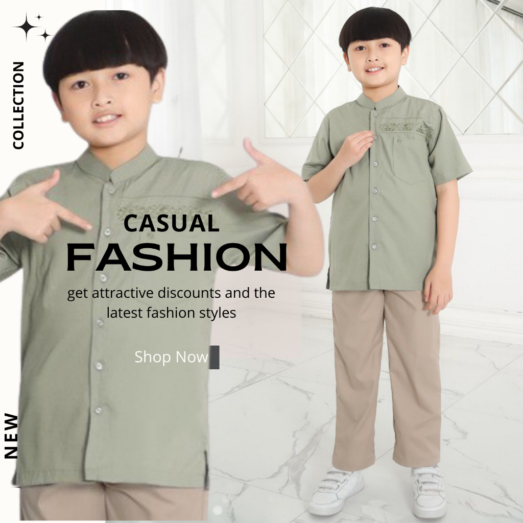 Stelan Koko Anak Set Atasan Celana Panjang ETHICA KAHFI KIDS 239 GREEN ZHEPHYR