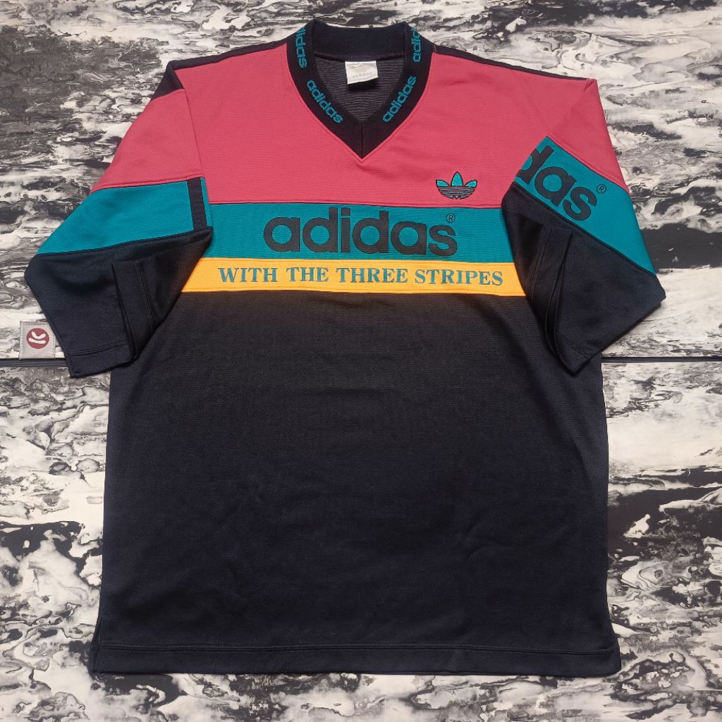 kaos jersey adidas x descente three stripes vintage  80's