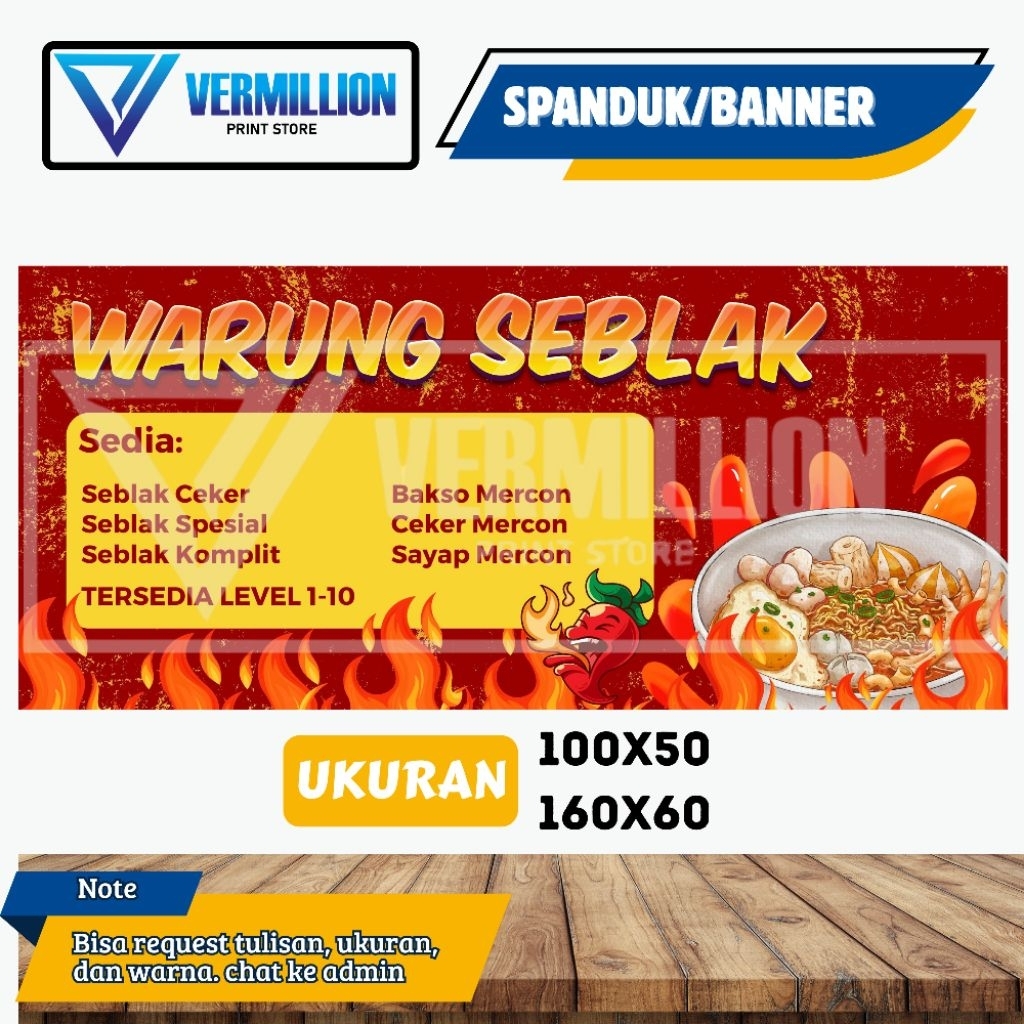 Spanduk banner warung seblak free desain