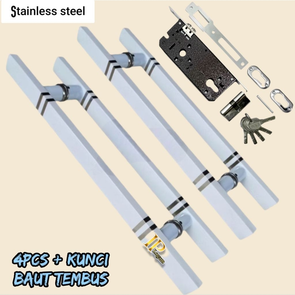 4 pcs + kunci handle pintu rumah baut tembus // 1 set gagang pintu rumah // handle pintu stainless a