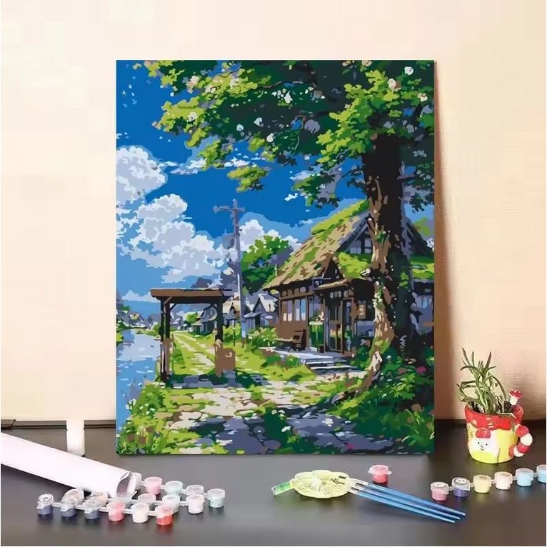

DIY Paint By Number / Lukisan Kanvas Digital / Painting Kit 20x20cm Paket Melukis Lengkap