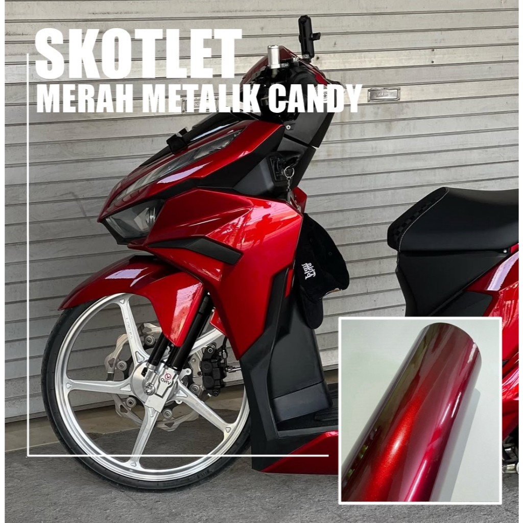 SKOTLET STIKER MOTOR MERAH CANDY SKOTLET MERAH MARUN SKOTLET MERAH METALIK CANDY SKOTLET MERAH