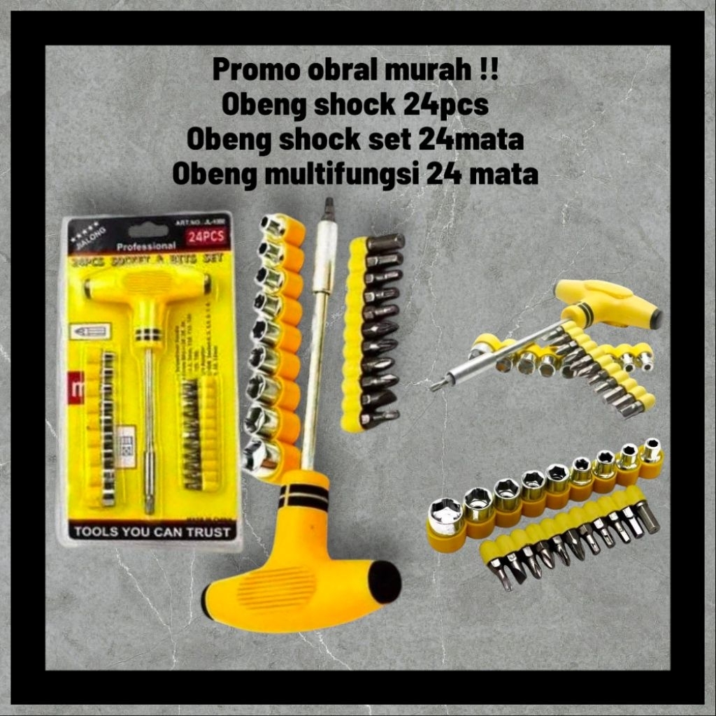 promo obral obeng shock set shock / obeng shock 24mata /  obeng kunci t shock / obenh shock kunci t