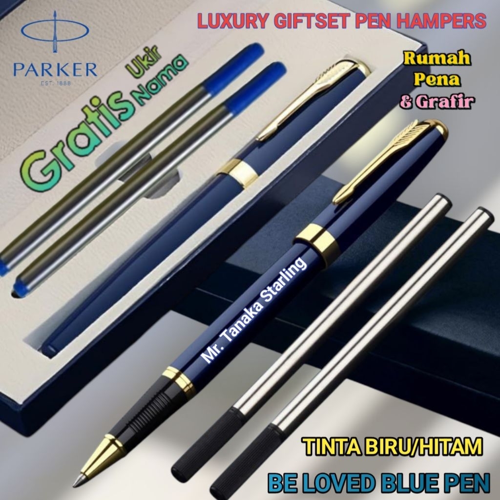 

Giftset Pen Mewah Hampers Souvenir Roller Ball Sign Pen Gratis Grafir Nama/Logo Chat Untuk Pilih Warna Tinta Hitam/Biru