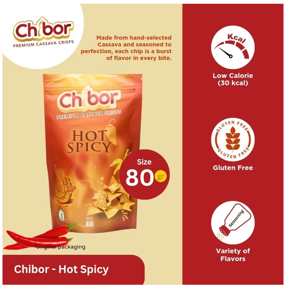 

LAGI VIRAL! CHIBOR Cassava Crisps 80g | Keripik Singkong Gluten Free Halal | Truffle, Cheese, Hot & Spicy + Varian Lain