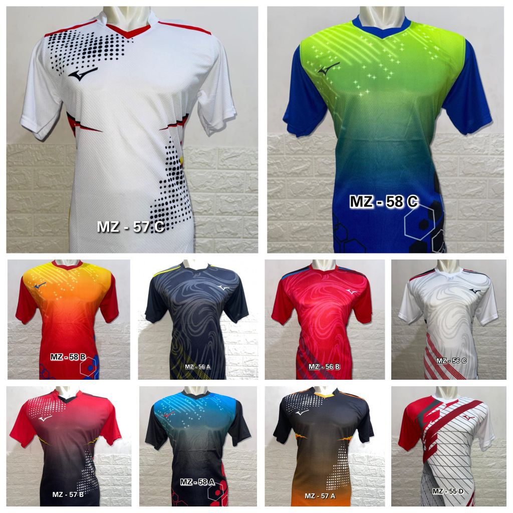 Jersey Pakaian kaos Olahraga Baju Voli Dewasa Pria Wanita Jumbo M - XXL Motif Perisai