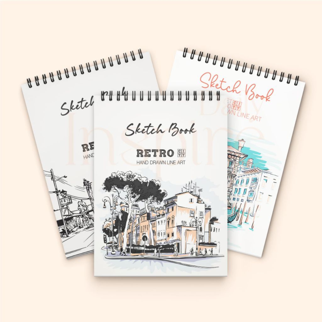 

Sketcbook jilid ring spiral 45 Lembar Cover vintage retro Buku Sketsa 80 halaman