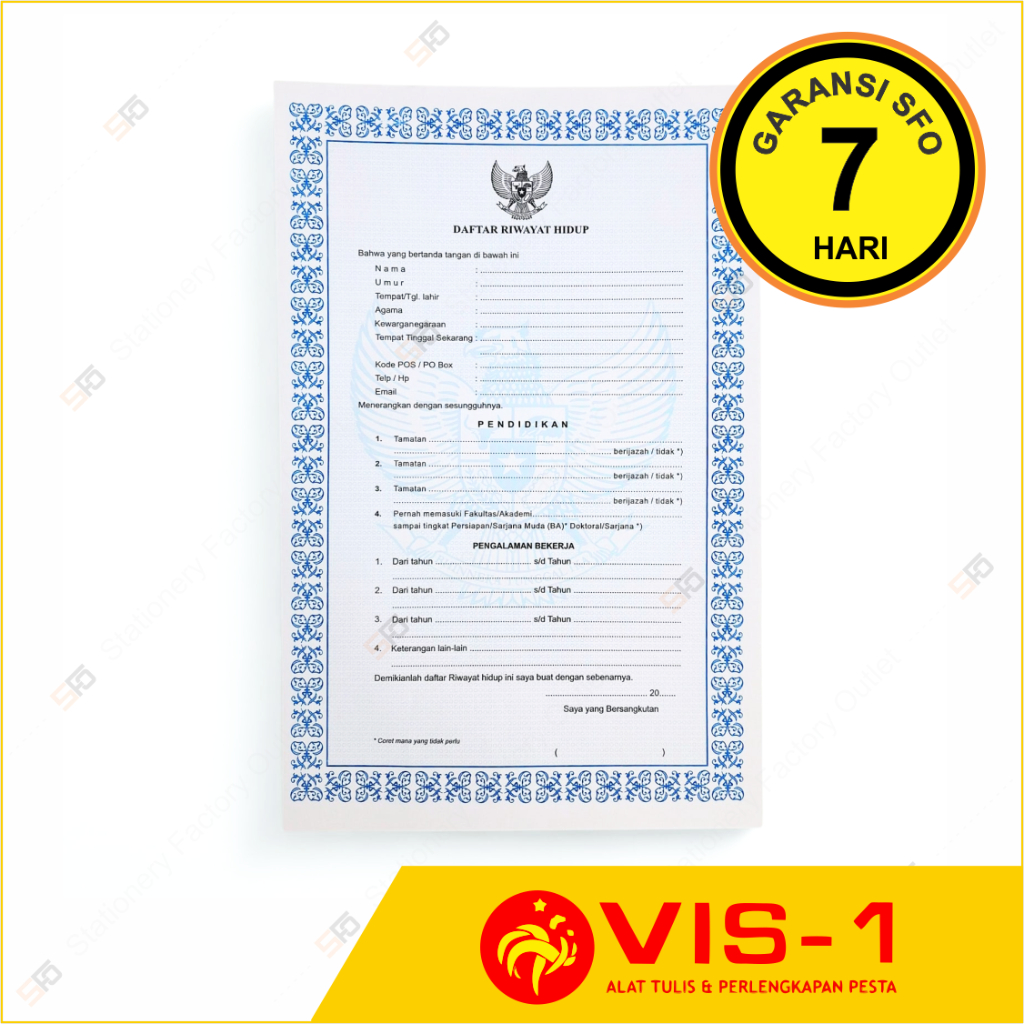 

Daftar Riwayat Hidup VIS-1 isi 10 - Kertas CV Lamaran