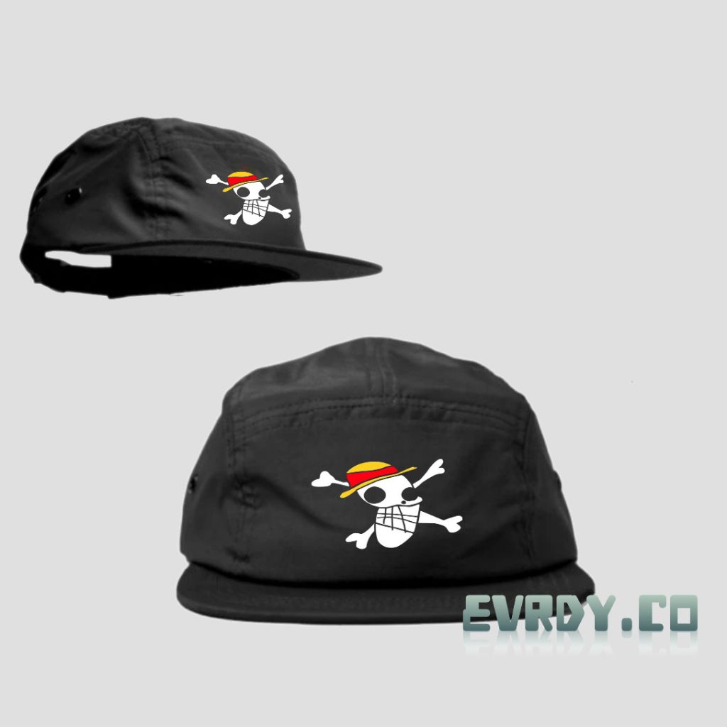 Topi 5 Panel One Piece Vintage Logo | Five Panel Anime Premium Dewasa