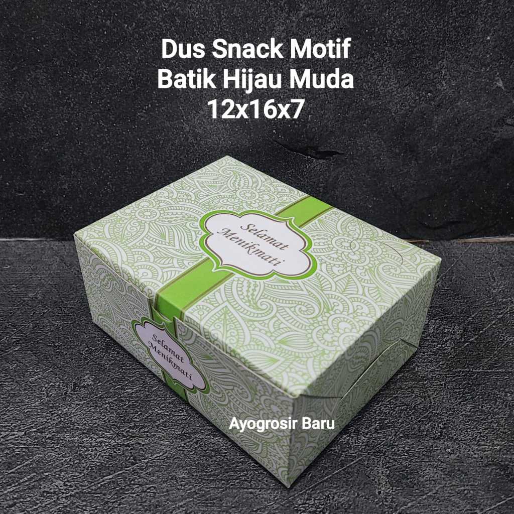 Dus Snack 12x16 Batik Hijau Muda isi 100 pcs GS Motif Box Kue
