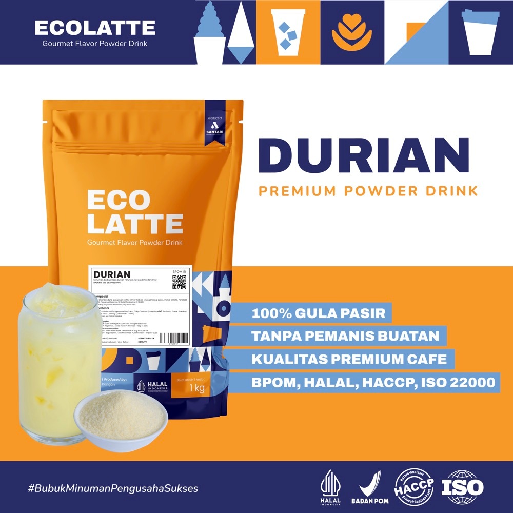 

ECOLATTE DURIAN BUBUK MINUMAN 1KG PREMIUM POWDER DRINK ENAK NIKMAT RASA DURIAN DUREN
