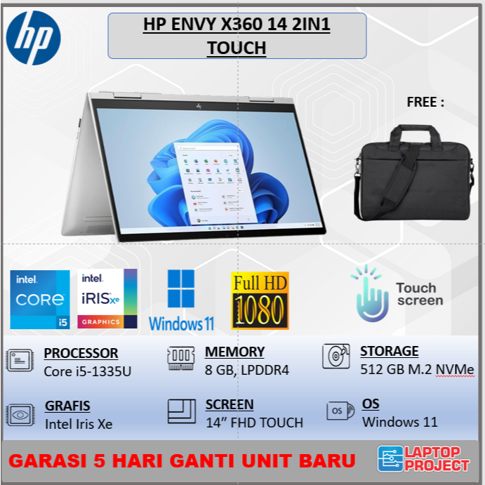HP ENVY X360 14 2IN1 TOUCH CORE I5 120U 8GB 512GB W11 14.0FHD IPS