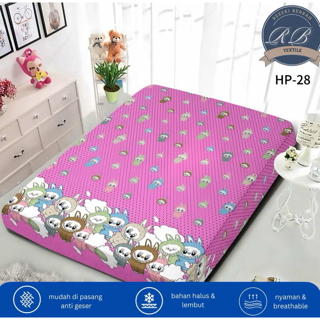 SARUNG KASUR RESLETING MOTIF KARAKTER KARTUN UKURAN 80x200x15-180x200x15
