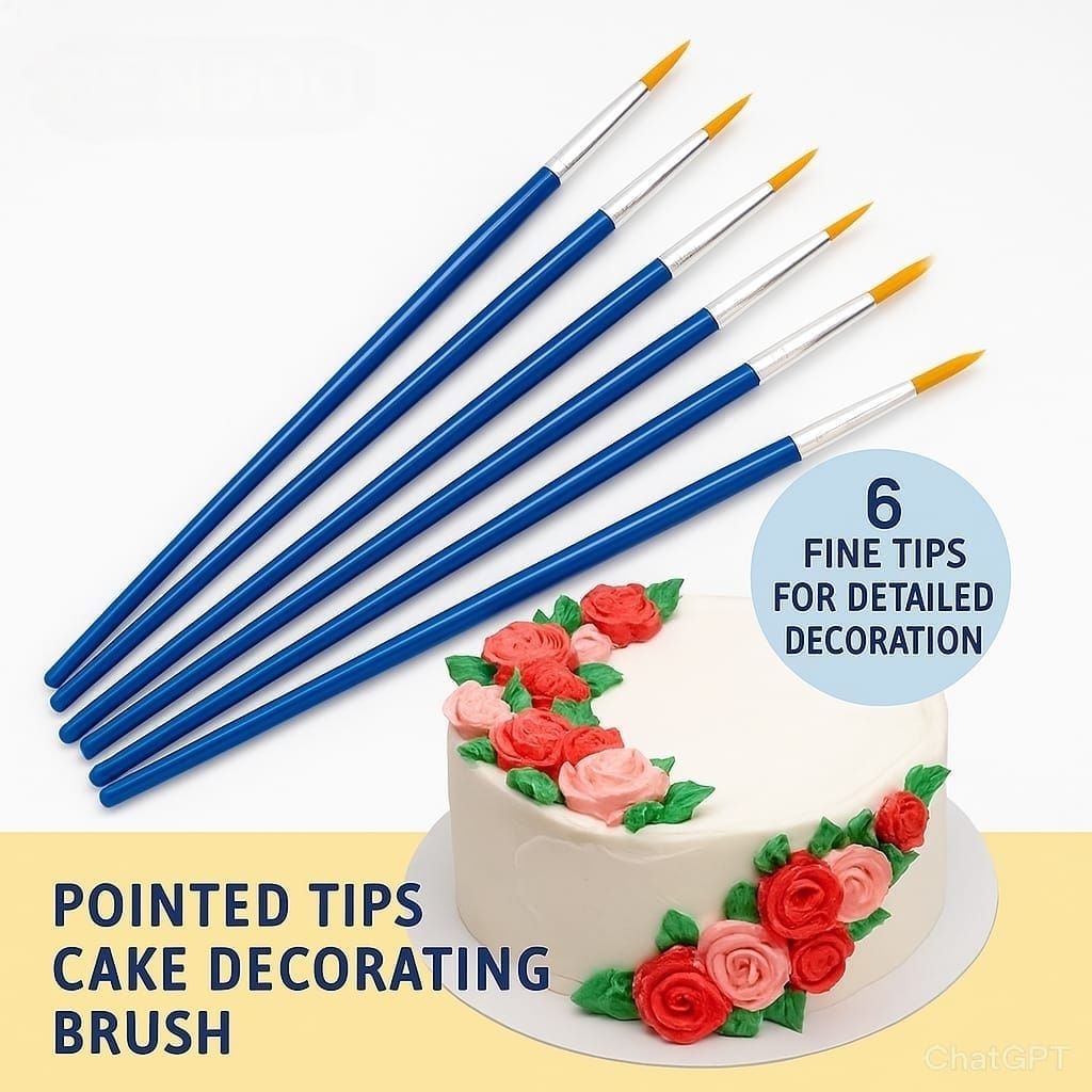 

Pointed Tips Cake Decorating Brush Set 6 PCS – Kuas Dekorasi Kue Aman Food Grade
