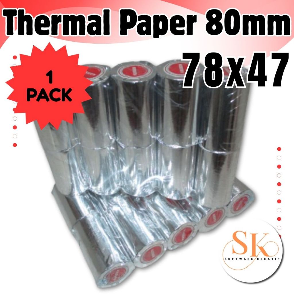 

Kertas Kasir Thermal 80mm (78x47mm) 1 Pack