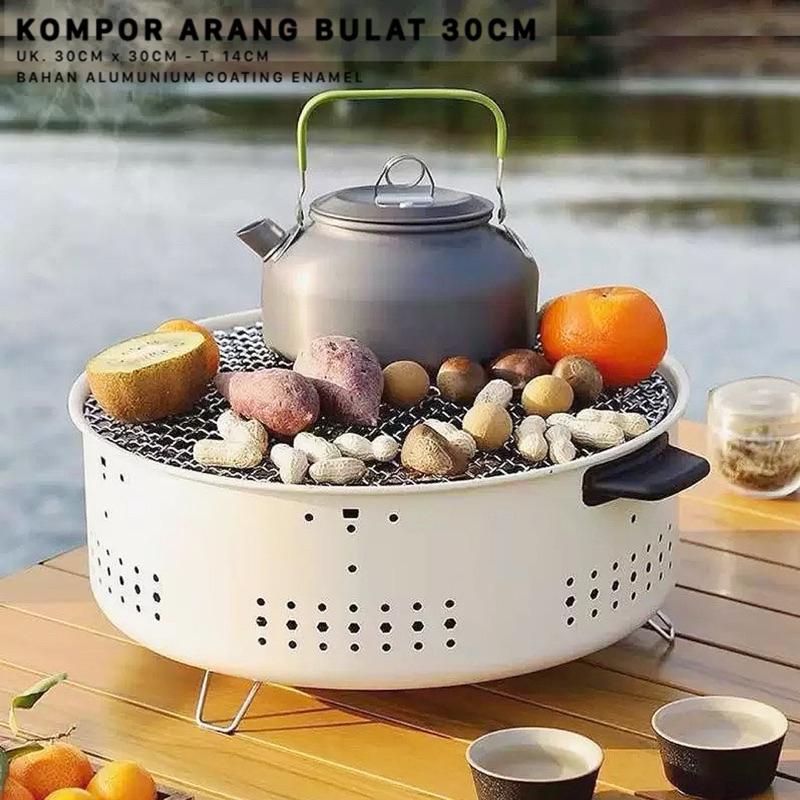FLXShop - Alat Panggang BBQ Grill Bulat / BBQ Grill Arang Outdoor 30CM