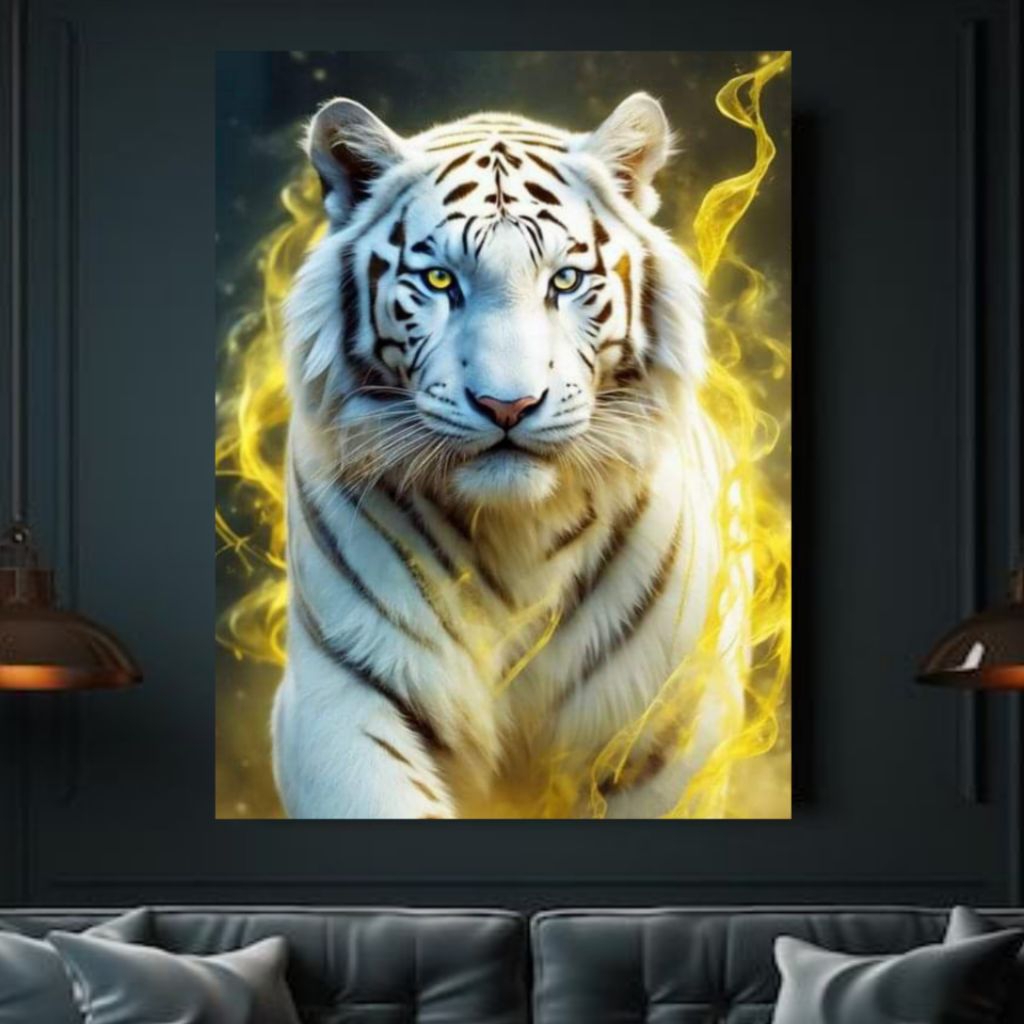 poster gambar harimau putih buat pajangan dinding agar kelihatan menarik