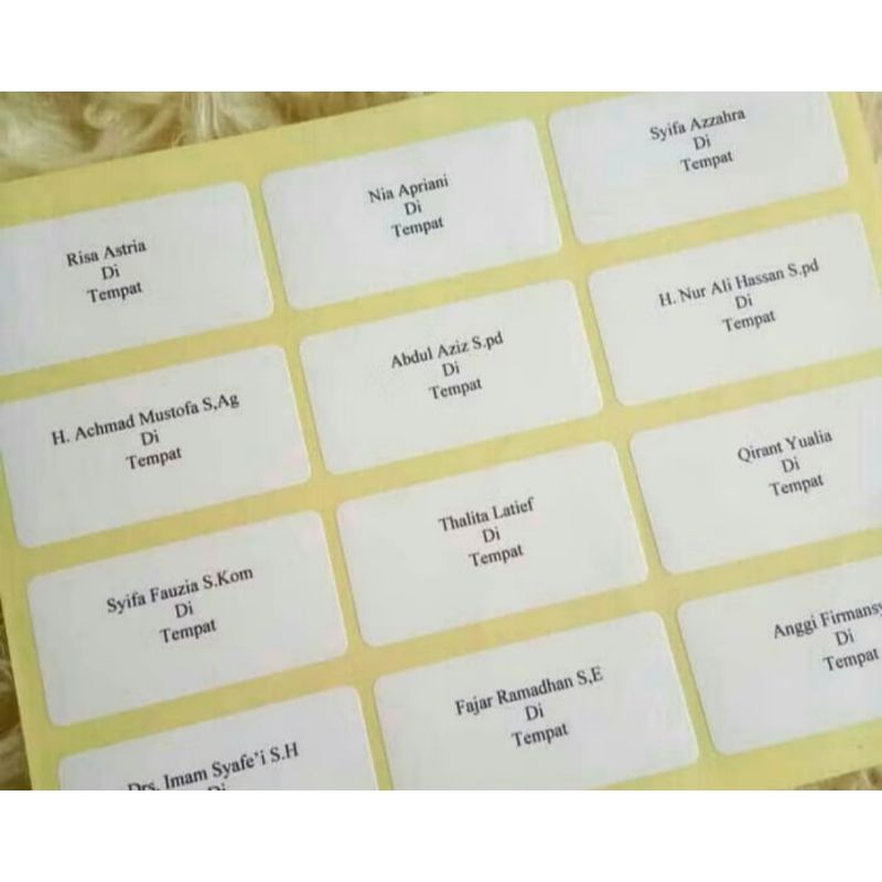 

Label Nama Undangan dan Cetak Proses Cepat Termurah / Cetak Label Nama Undangan