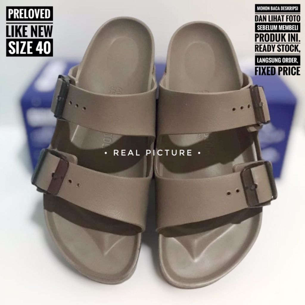 ORIGINAL BIRK ARIZONA BIG BUCKLE EVA IN GREY TAUPE SIZE 40 LIKE NEW WORN ONLY ONCE 1X SANDAL MYFEET 