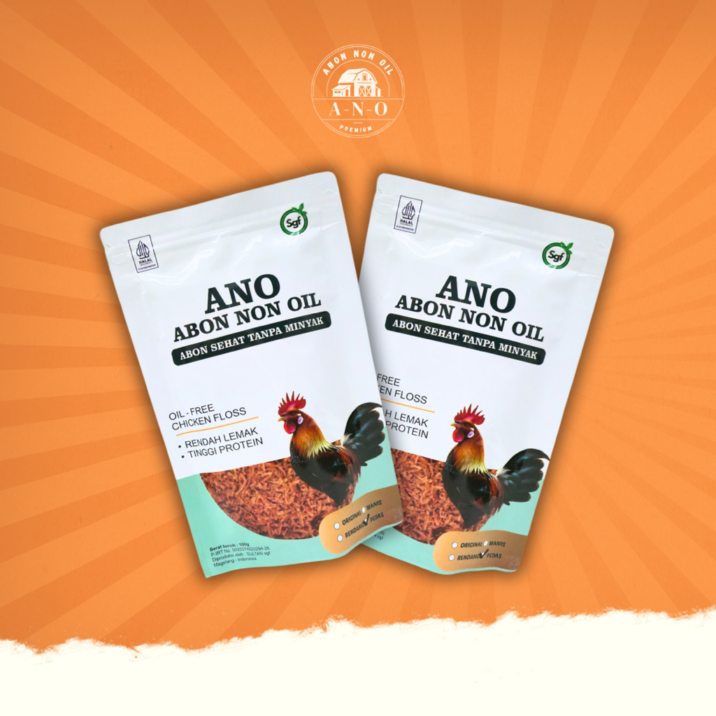 

ANO Abon Non Oil Mix Pack ORIGINAL & PEDAS | AYAM Kampung Organik | Tanpa MSG | Tanpa Pengawet | Tanpa Pewarna Sintetis