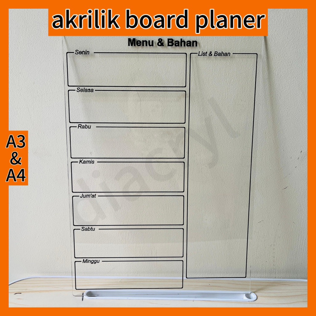 

akrilik planer ukuran A3 & A4 wekkly planer monthly planer dll
