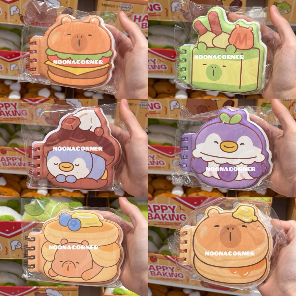 

Miniso x Mimi Bara‼️ Memo Book / Wire-Bound Book Stress Relief Capybara Penpie Happy Baking Collections (11,8x10,4cm) Hamburger / Matcha Cake / Blueberry Cake / Chocolate Cake / Blueberry Souffle / Pancake Butter