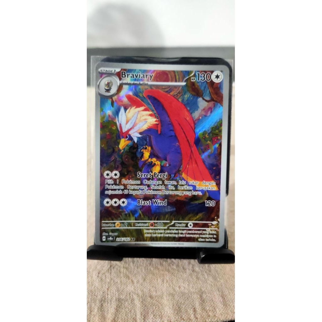 Pokemon TCG Braviary sv8s 206/182 AR holo foil Indonesia Ver