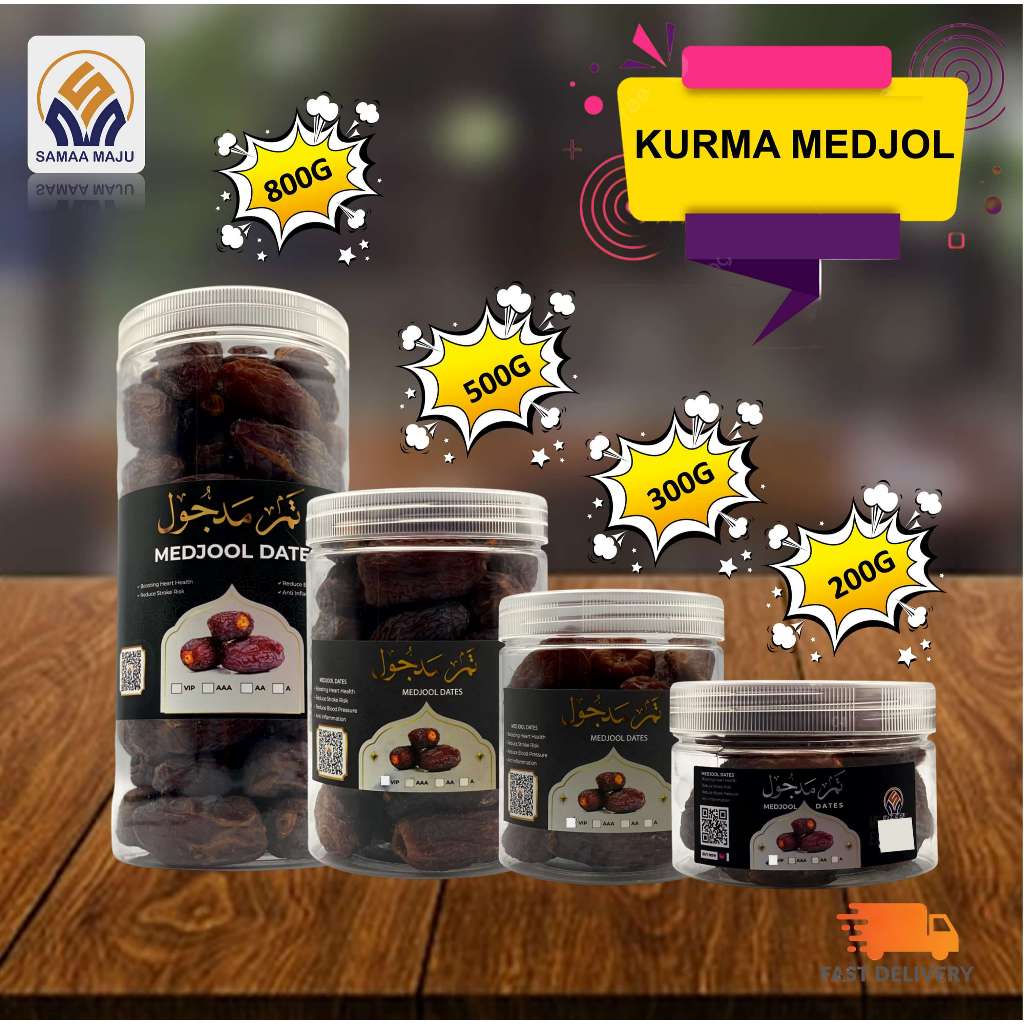 Kurma Medjool Kemasan Dus ukuran 800g/500g/300g/200 Premium Besar Quality Dates  Medjool kelas satu